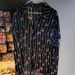 Agnes Orinda 4x Navy floral peplum blouse